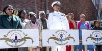 Vice-Admiral Monde Lobese of the South African Navy with family members at Simon's Town Naval Base on 20 September 2024 in Simon's Town. (Photo: Gallo Images / Brenton Geach)