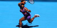 Serena Williams plays a forehand against Edina Gallovits-Hall of Romania during day two of the 2013 Australian Open.  (Photo: Robert Prezioso / Getty Images)