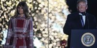 U.S. President Donald Trump speaks as he and first lady Melania Trump attend the National Christmas Tree lighting ceremony held by the National Park Service at the Ellipse near the White House, on December 5, 2019 in Washington, DC. This year's National Christmas Tree is a 30-foot Colorado blue spruce from Pennsylvania and is adorned with 50,000 lights and 450 stars. (Photo by Drew Angerer/Getty Images)