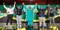 From left: Deputy President Lungi Mnganga-Gcabashe, Secretary General Nqaba Nokuthula, President Sisisi Tolashe, Deputy Secretary-General Dina Pule and Treasurer General Maqueen Letsoha-Mathae at the African National Congress Women's League conference, 23 July 2023. (Photo: Twitter / @Myanc)