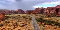 ST GEORGE, UTAH - SEPTEMBER 18: Athletes ride through Snow Canyon State Park during the IRONMAN 70.3 World Championship on September 18, 2021 in St George, Utah. (Photo by Ezra Shaw/Getty Images for IRONMAN)