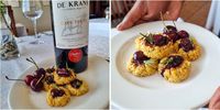 Lesego’s biscuits, right, and with De Krans Cape Tawny, left. (Photo Adele Stieler)<br>