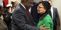 President Cyril Ramaphosa greets Sophia de Bruyn, one of the women who led the Women’s March in Pretoria in 1956. Paarl, Western Cape, 9 August 2018. (Photo: Leila Dougan)