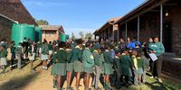 Children line up for their health checks at the Kopana School in Ntabethemba. (Photo: Sue Segar / Spotlight)