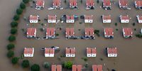 Aerial view along the Maas river on July 16th, 2021 in Limburg, Netherlands. on July 16, 2021 in Roermond, Netherlands. The flooding has been caused by unusually heavy rain in the hilly parts of Germany and the Ardennes region in Belgium. In Germany the death toll has now passed 100 with dozens more missing. Rescue and evacuation operations are now underway in tricky conditions across the affected regions. (Photo by Cris Toala Olivares/Getty Images)