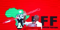 Leader of the Economic Freedom Fighters (EFF), Julius Malema gestures as he gives a speech during the "Tshela Thupa" final rally, ahead of the May 29 elections, at the Peter Mokaba Stadium, in Polokwane in the Limpopo province of South Africa, May 25, 2024. REUTERS/Siphiwe Sibeko