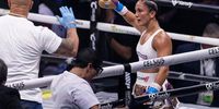 Amanda 'The Real Deal' Serrano from Puerto Rico celebrates after her victory against Stevie 'Sledgehammer' Morgan from USA, during their super lightweight class battle at Amalie Arena in Tampa, Florida, USA, 20 July 2024.  EPA-EFE/CRISTOBAL HERRERA-ULASHKEVICH