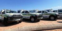 Police vehicles parked at Hobie Beach during the launch on Friday, 24 October of the Safer Festive Season campaign. (Photo: Nelson Mandela Bay municipality).