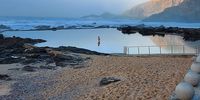 Braving the cold morning. Herolds Bay.
