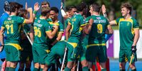 South Africa huddle during the Final match between South Africa and Ireland on day 5 of the FIH Hockey Nations Cup 2022 at North West University on December 04, 2022 in Potchefstroom, South Africa. (Photo by Nathier Sulaiman/Gallo Images)