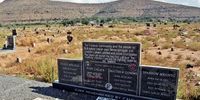 The graves of Matthew Goniwe, Fort Calata, Sparrow Mkhonto and Sicelo Mhlawuli, collectively known as the Cradock 4 – a group of United Democratic Front members who were abducted and killed by apartheid security police. Seven policemen applied for amnesty at the TRC hearings. Only one, Eugene de Kock, was granted it. Date unknown. (Photo by Gallo Images/Oryx Media Archive)