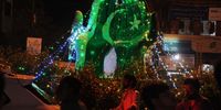 People gather to celebrate the eve of Pakistan's Independence Day, in Hyderabad, Pakistan, 13 August 2024. Pakistan will celebrate its Independence Day on 14 August, commemorating the end of British rule in August 1947.  EPA-EFE/NADEEM KHAWAR