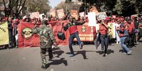 Thousands of trade union members marched to the Union Buildings in Pretoria to have their grievances heard. (Photo: Shiraaz Mohamed)