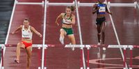 TOKYO, JAPAN - AUGUST 02: Wenda Nel of South Africa in the semi final of the womens 400m hurdles during the evening session Athletics event on Day 10 of the Tokyo 2020 Olympic Games at the Olympic Stadium on August 02, 2021 Tokyo, Japan. (Photo by Roger Sedres/Gallo Images)