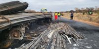 Wreckage of a truck that collided with a bus transporting miners on R572 outside Musina in Limpopo. (Photo: Supplied)