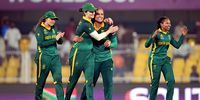 Laura Wolvaardt and Chloe Tryon of South Africa celebrate the semifinal victory against England. (Photo: Prakash Singh / Getty Images)