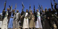 Armed tribesmen loyal to Houthis shout slogans and hold up weapons during an anti-USA and anti-Israel rally, in Sana'a, Yemen, 29 January 2024. Yemen's Houthis have carried out a new assault on a US-owned navy ship while it was sailing through the Gulf of Aden, amid rising tensions with United States, according to a statement by Houthis' military spokesman Yahya Sarea. The Houthis have vowed to keep up attacks on ships in the Red Sea and the Gulf of Aden, with the aim of ending the Israeli bombardment of the Gaza Strip, and in response to US-led retaliatory strikes. The US Department of State on 17 January 2024 announced the designation of Yemen's Houthis as a 'Specially Designated Global Terrorist group' amid an escalation of their attacks on shipping lanes in the Red Sea, the Bab al-Mandab Strait, and the Gulf of Aden since November 2023. The US Department of Defense announced in December 2023 a multinational operation to safeguard trade and protect ships in the Red Sea amid the escalation in Houthi attacks.  EPA-EFE/YAHYA ARHAB