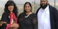 Thania Petersen (left) standing with taxi owners Fatimah Dyason (middle) and Ziyaad Dyason (right). Image: Amin Gray