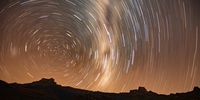 Star trail & Milky Way over the Amphitheater, Drakensberg. Image: Melanie Black