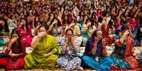 Devotees practice rituals as they attend Diwali celebrations at BAPS Shri Swaminarayan Mandir, also known as Neasden Temple, on October 20, 2025 in London, England. Diwali, also known as Deepavali, is the Hindu festival of lights celebrated each autumn. (Photo: Jack Taylor/Getty Images)
