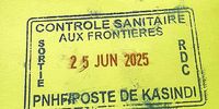 A free travel token sold by Programme d’Hygiène aux Frontières (PNHF) agents to travelers without a yellow fever vaccination card obtained in Kasindi National PHNF office by a traveler in the Democratic Republic of Congo, DRC on 25 June 2025. These tokens are issued in exchange for payment allowing travelers to bypass vaccination requirements which undermines public health measures. (Photo: Jérémie Kyaswekera  / SA | AJP)