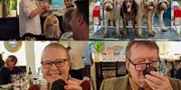 From top left: Max Bastard pulls the lucky number, his truffle dogs (not in attendance), ‘spuds’ at my table, Kevin Duffy and Barbara Duffy, trifle with the winner’s truffle. (Photos: Wanda Hennig and supplied)
