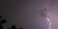 Lightning from the storm. Image:<br>Dr Kavir Rajkumar 