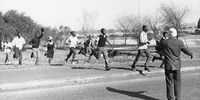 SOUTH AFRICA - June 1976: Students protesting during the June 1976 uprising in South Africa. The Soweto uprising was a series of demonstrations and protests led by black school children in South Africa under apartheid that began on the morning of 16 June 1976. (Photo by Gallo Images / Rapport archives)