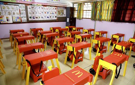 Branded McDonald’s desks for schoolchildren — government failing or a corporation overstepping?