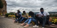 Unemployed graduates apply for internship vacancies advertised by the office of the Presidency at the Union Buildings on January 25, 2021 in Pretoria, South Africa. Unemployment among the youth remains a challenge in South Africa. (Photo by Gallo Images/Alet Pretorius)
