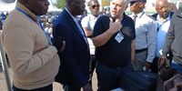 Home Affairs minister Leon Schreiber was at the temporary repatriation site on Monday.