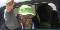 A supporter of Karoo Gemeenskap Party president Goliath  Lottering .Photo Brenton Geach