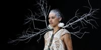 A model walks the runway during the Kiri Nathan show during New Zealand Fashion Week 23: Kahuria at Viaduct Events Centre‎ on August 29, 2023 in Auckland, New Zealand. (Photo by Mackenzie Sweetnam/Getty Images for NZFW)