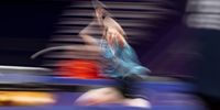 A long exposure photo shows Hayata Hina of Japan in action during the Women's Singles finales match, at the 19th Asian Games Hangzhou 2022, Hangzhou, China, 01 October 2023.  EPA-EFE/ALEX PLAVEVSKI