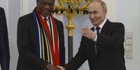 Russian President Vladimir Putin (R) welcomes South African Deputy President Shipokosa Paulus Mashatile (L) during their meeting on the sidelines of the 28th Saint Petersburg International Economic Forum (SPIEF) at the Constantine Palace in Strelna in the suburb of St. Petersburg, Russia, 19 June 2025. The 28th St.Petersburg International Economic Forum runs from 18 to 21 June 2025.  EPA-EFE/ANATOLY MALTSEV / POOL