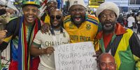 Temba Bavuma interacts with supporters during the South Africa men's national cricket team arrival at OR Tambo International Airport on June 18, 2025 in Johannesburg, South Africa. (Photo by Gallo Images/Alet Pretorius)