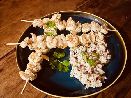 What’s cooking today: Prawn skewers with spiced coriander rice