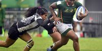 Sizophila Solontsi of South Africa in the Women's Pool E match between South Africa and Mexico during day 1 of the World Rugby Sevens Challenger Series 2023 at Markotter Stadium on April 20, 2022 in Stellenbosch, South Africa. (Photo by Grant Pitcher/Gallo Images)