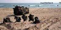 POHANG, SOUTH KOREA - MARCH 29: South Korean and US marines participate a joint amphibious exercise called ‘Ssang Yong 2023 Exercise’ in Pohang, South Korea on March 29, 2023. South Korea and the United States are conducting a joint amphibious exercise called ‘Ssang Yong 2023 Exercise’ to strengthen the alliance’s combat readiness and improve interoperability, in Pohang, South Korea. ‘Ssang Yong’ is a joint command exercise designed to provide training for South Korea and US combined forces command in the various aspects of Reception, Staging, Onward, Movement and Integration of forces from bases outside of the USA. (Photo by Woohae Cho/Getty Images)
