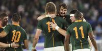 South African players celebrate after winning the Rugby World Cup 2019 semi final match between South Africa and Wales at the International Stadium Yokohama in Yokohama City, Japan, 27 October 2019.  EPA-EFE/MARK R. CRISTINO 
