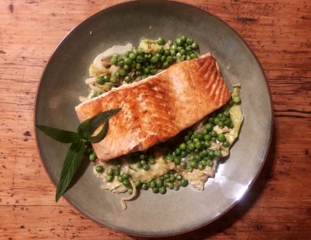 What’s cooking today: Braised lettuce and peas