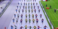 PARIS, FRANCE - AUGUST 04: (EDITORS NOTE: Image is a digital composite.)  General view as Noah Lyles of Team United States competes the Men's 100m Final on day nine of the Olympic Games Paris 2024 at Stade de France on August 04, 2024 in Paris, France. Layers of the Games shows in one image the multiple moments that happen during a game or a day of competition during the Paris 2024 Olympic Games from a fixed camera.  (Photo by Hector Vivas/Getty Images)