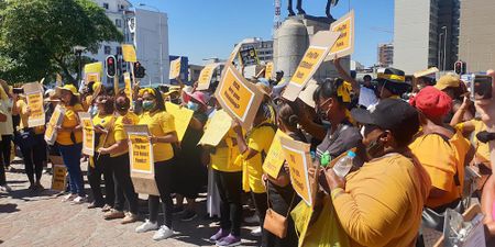 Crèche owners protest outside Parliament to demand outstanding grants