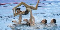 Team Kazakhstan competes in the Team Acrobatic preliminaries of artistic swimming during the World Aquatics Championships Singapore 2025 in Singapore, 24 July 2025.  EPA/FAZRY ISMAIL