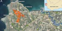 This map shows the location of the proposed wind farm on farmland on the West Coast Peninsula. Taken from the Final Environmental Impact Assessment Report by CES (copied for fair use)
