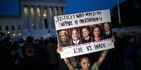 Abortion rights demonstrators outside the US Supreme Court in Washington, DC, US, on 3 May 2022. (Photo: Al Drago / Bloomberg via Getty Images)
