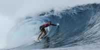Sarah Baum of South Africa tries to get into the barrel in the 2nd heat of the women's surfing round 2 on day two of the Olympic Games Paris 2024 on July 28, 2024 in Teahupo'o, French Polynesia. (Photo by Ben Thouard-Pool/Getty Images)