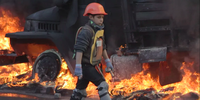 A child fireman. Production still from "Winter On Fire: Ukraine’s Fight For Freedom." Image:  courtesy of Netflix