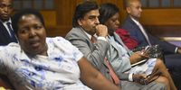 Limakatso Moorosi, Seipati Dlamini, Iqbal Sharma, Ronica Ragavan and Dinesh Patel appear at the Bloemfontein High Court on January 23, 2023 in Bloemfontein, South Africa. The suspects face charges of fraud, money laundering and breaching the Public Finances Act involving R24.9 million. (Photo by Gallo Images/Volksblad/Mlungisi Louw)