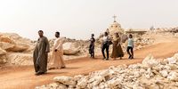 MINYA, EGYPT - APRIL 25: Coptic Christians on their way to the Ascension Monastery to celebrate Sham el-Nessim on April 25, 2022 in Mallawi, Egypt. Egyptians of all faiths celebrate the Spring Festival known as Sham el-Nassim, though in 2022 the celebration coincides with the Muslim fasting month of Ramadan. This annual festival dates back to the time of the pharaohs and celebrates the arrival of spring. (Photo by Roger Anis/Getty Images)